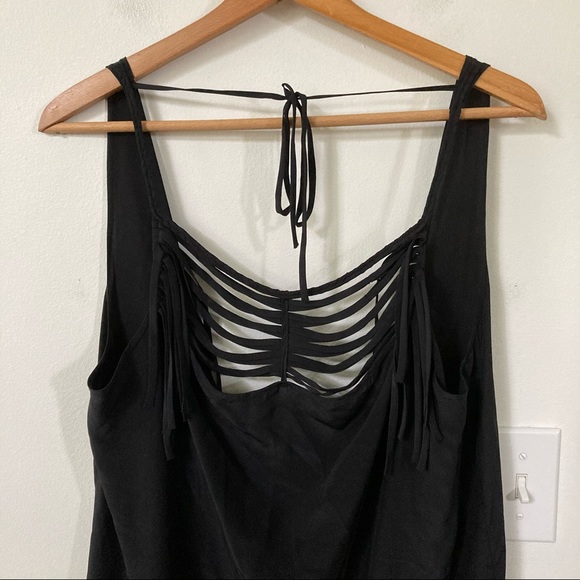 BCBGMAXAZRIA Silk Fringe Dress Tunic with Black - Picture 5 of 10